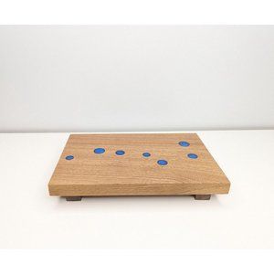Mahagony And Walnut Wooden Riser Tray Soap Stand With Resin Inlay